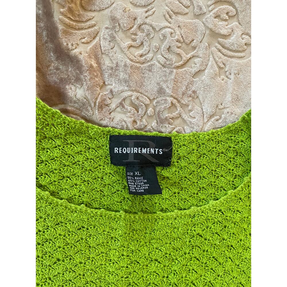 Vintage 90s Crochet Knit Sweater Top Lime Green Size XL - Picture 5 of 6